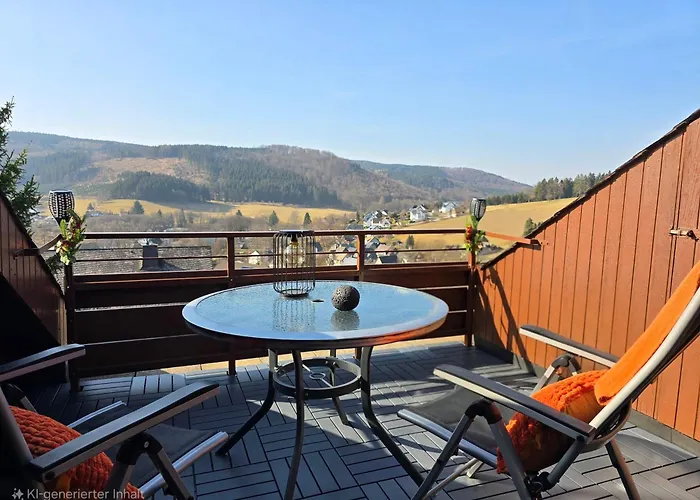 Tannenherz Mit Balkon & Bergblick & Naehe Hillebachsee & 2 Schlafzimmer Winterberg